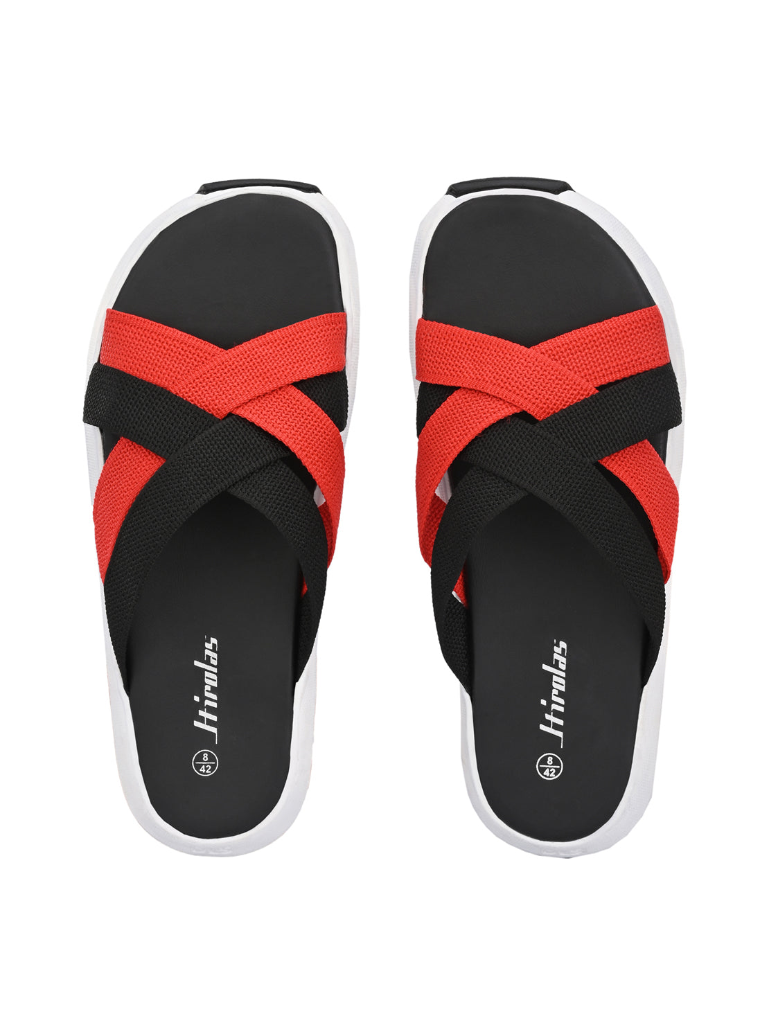 Hirolas® Men's Black Fabric Strappy Slider Slippers (HROFF29BLR)