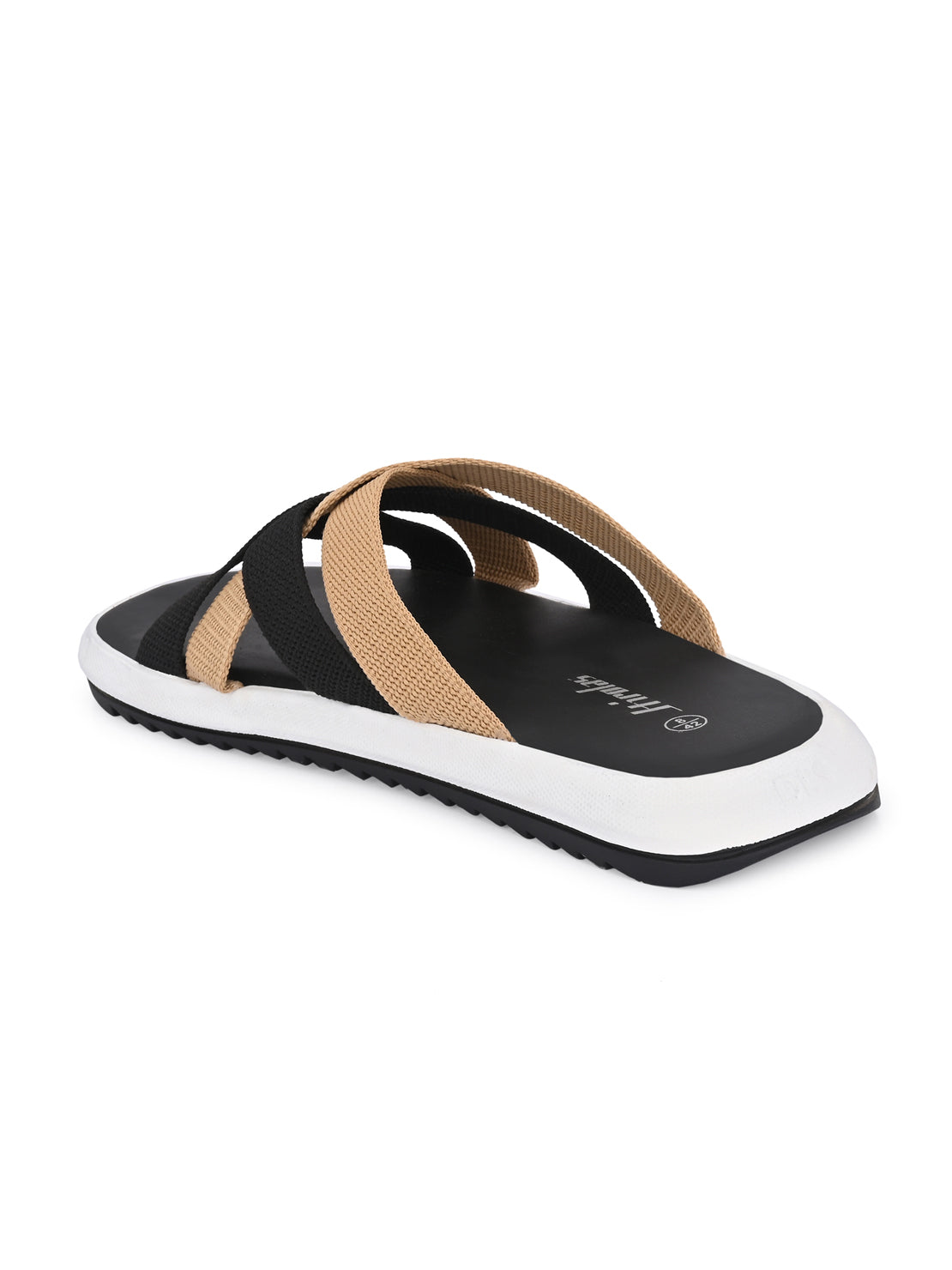 Hirolas® Men's Black Fabric Strappy Slider Slippers (HROFF29BLT)