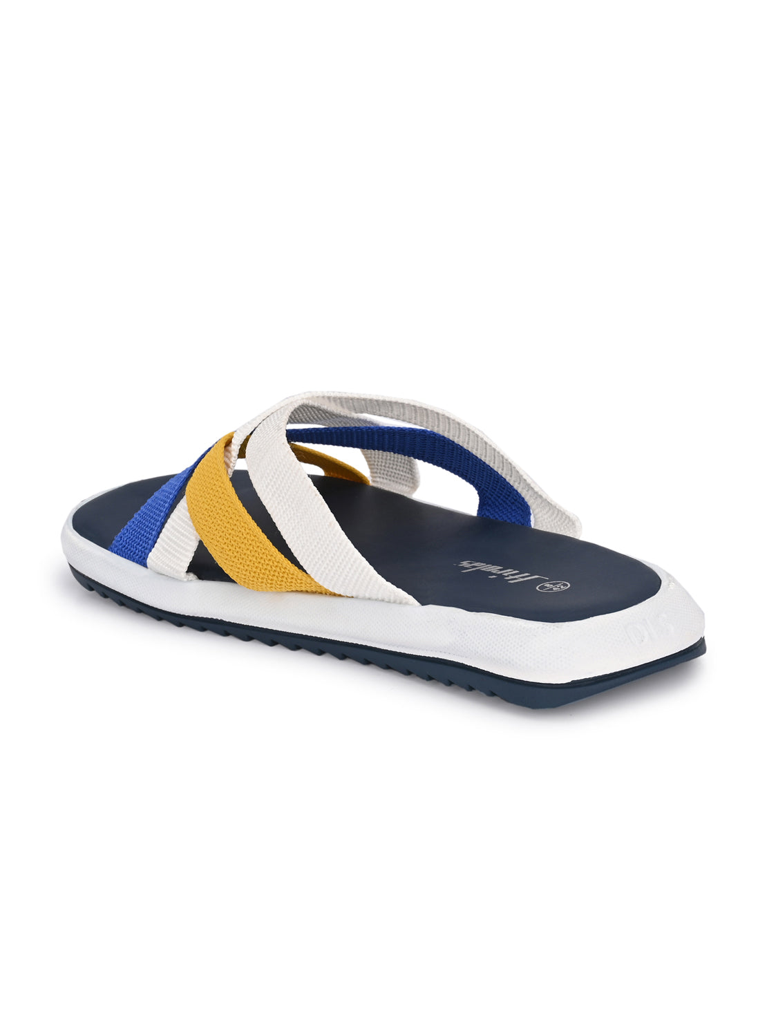 Hirolas® Men's Blue Fabric Strappy Slider Slippers (HROFF29BLW)