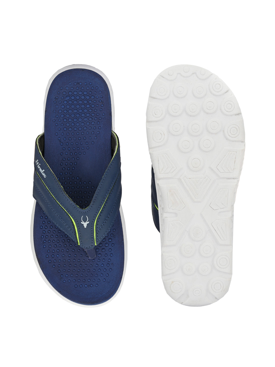 Hirolas® Men's Blue/Green CLOUDWALK | Comfortable | Ultra-Soft | Light-Weight | Shock Absorbent | Bounce Back Technology | Water-Resistant Slippers (HROFF30BUG)