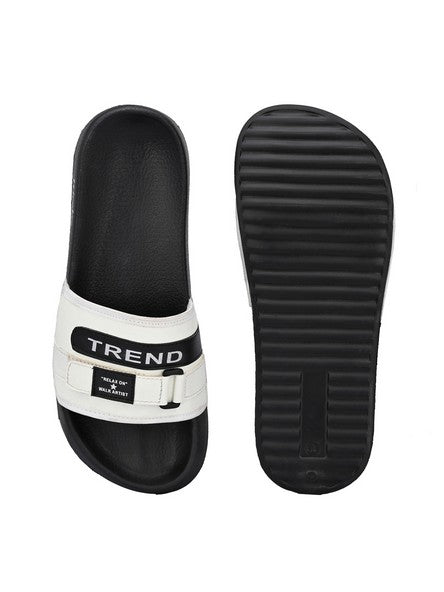 Hirolas® Men's Black Printed Slider Flip-Flops (HROMSL03BLK)