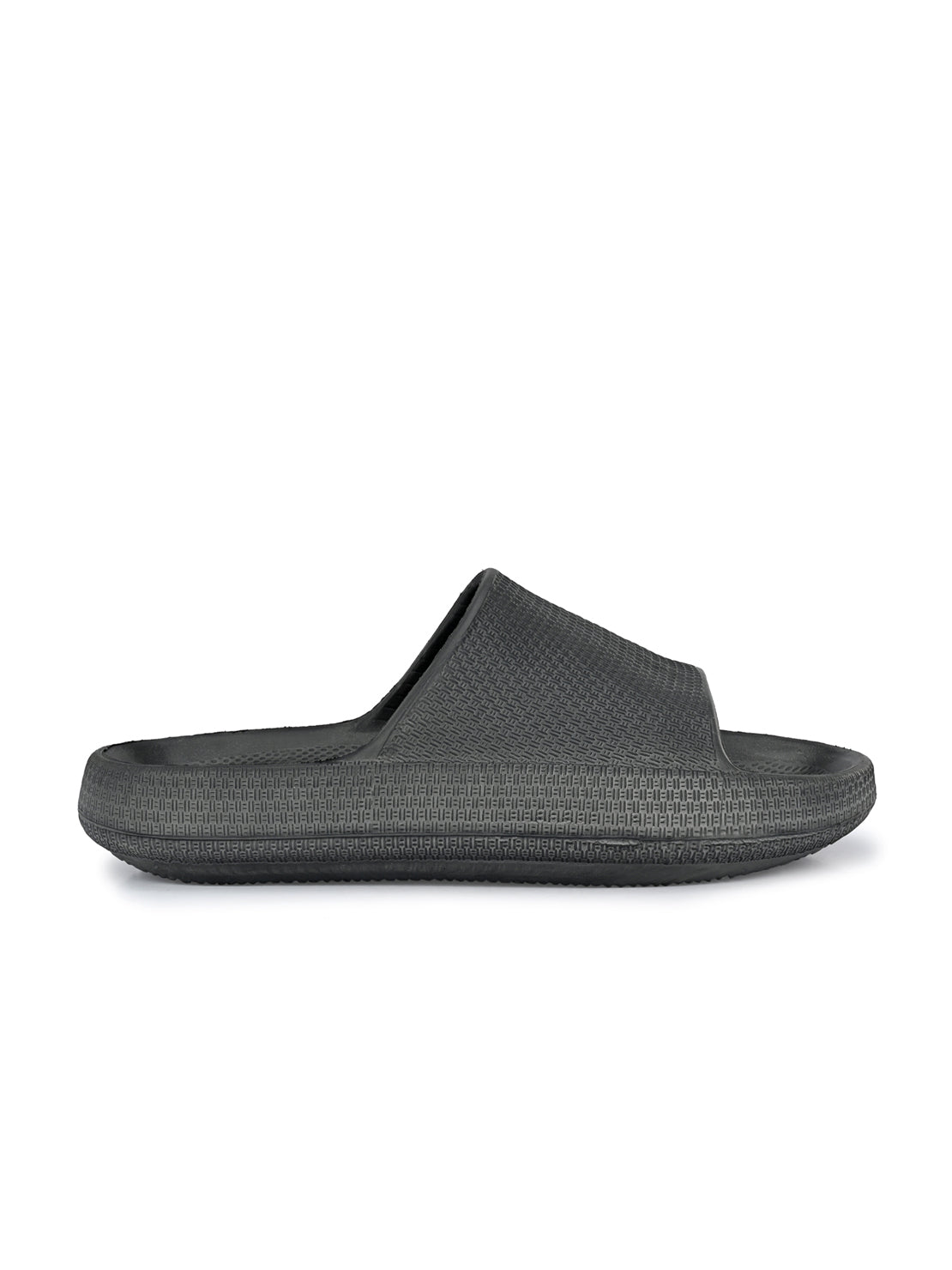 Hirolas® Men's Black Cushioned Fluffy Slider Slippers (HROMSL05BLK)