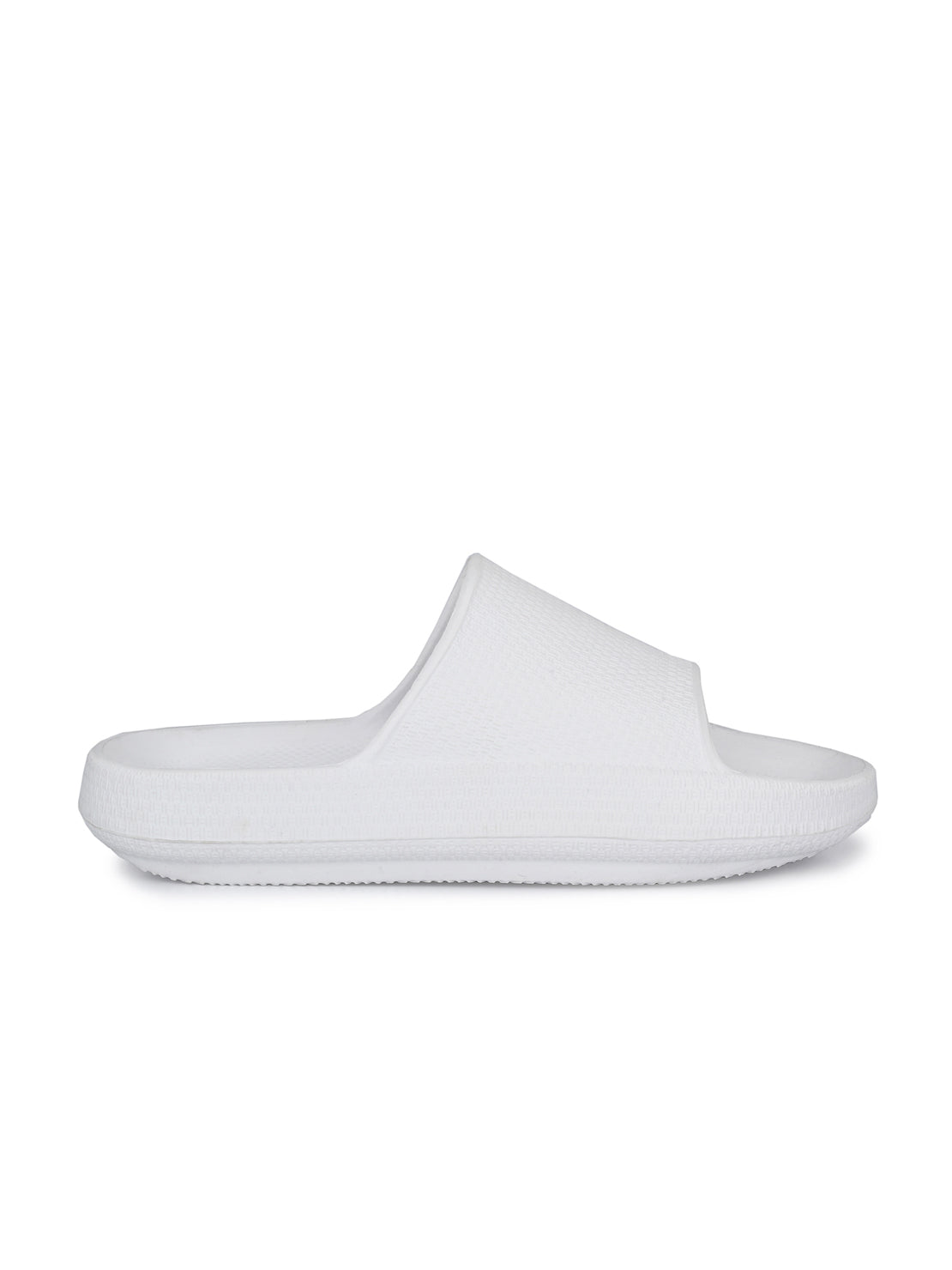 Hirolas® Men's White Cushioned Fluffy Slider Slippers (HROMSL05WHT)