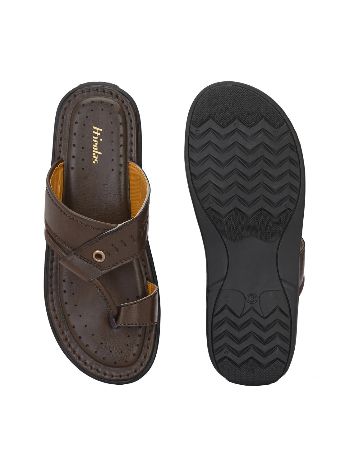 Hirolas® Men's Brown Comfortable Office Slippers (HROMSL14BRN)