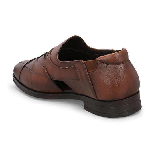 Hirolas Men's Peshawari Shoe Style Vegan Leather Roman Ethnic Sandal | Premium Party Wear - Brown