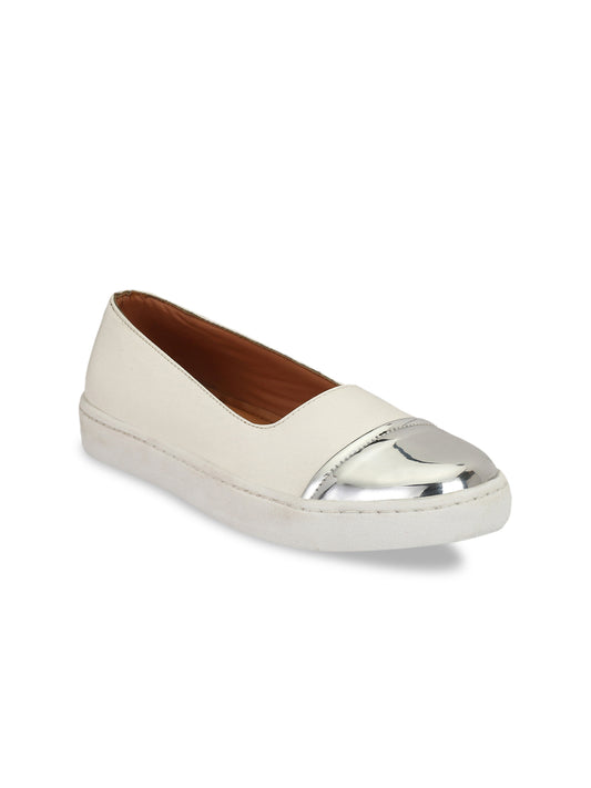 Aady Austin Women White Sliver Toe Slip-On Sneaker_Shoes (AUS195002)