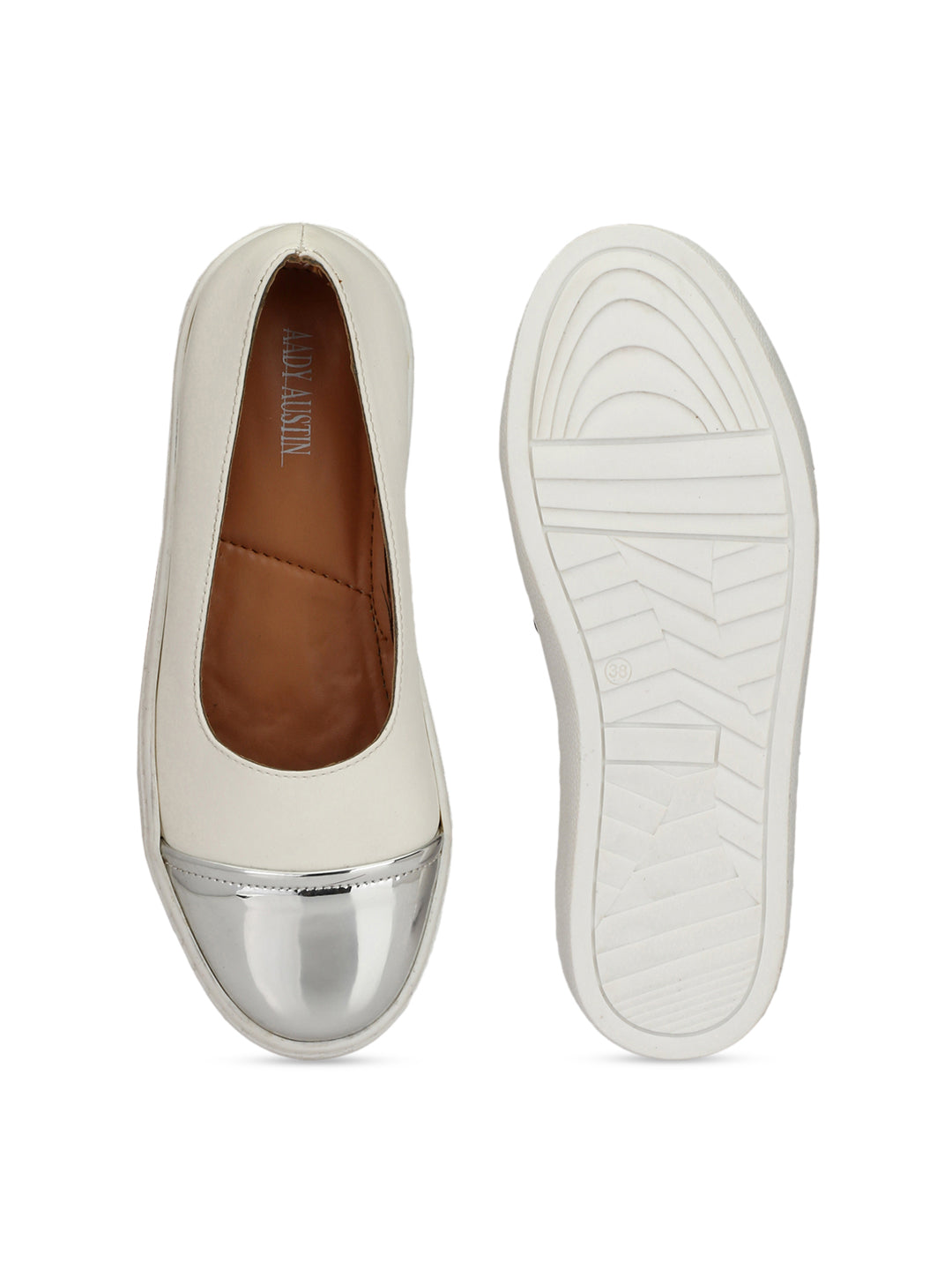Aady Austin Women White Sliver Toe Slip-On Sneaker_Shoes (AUS195002)