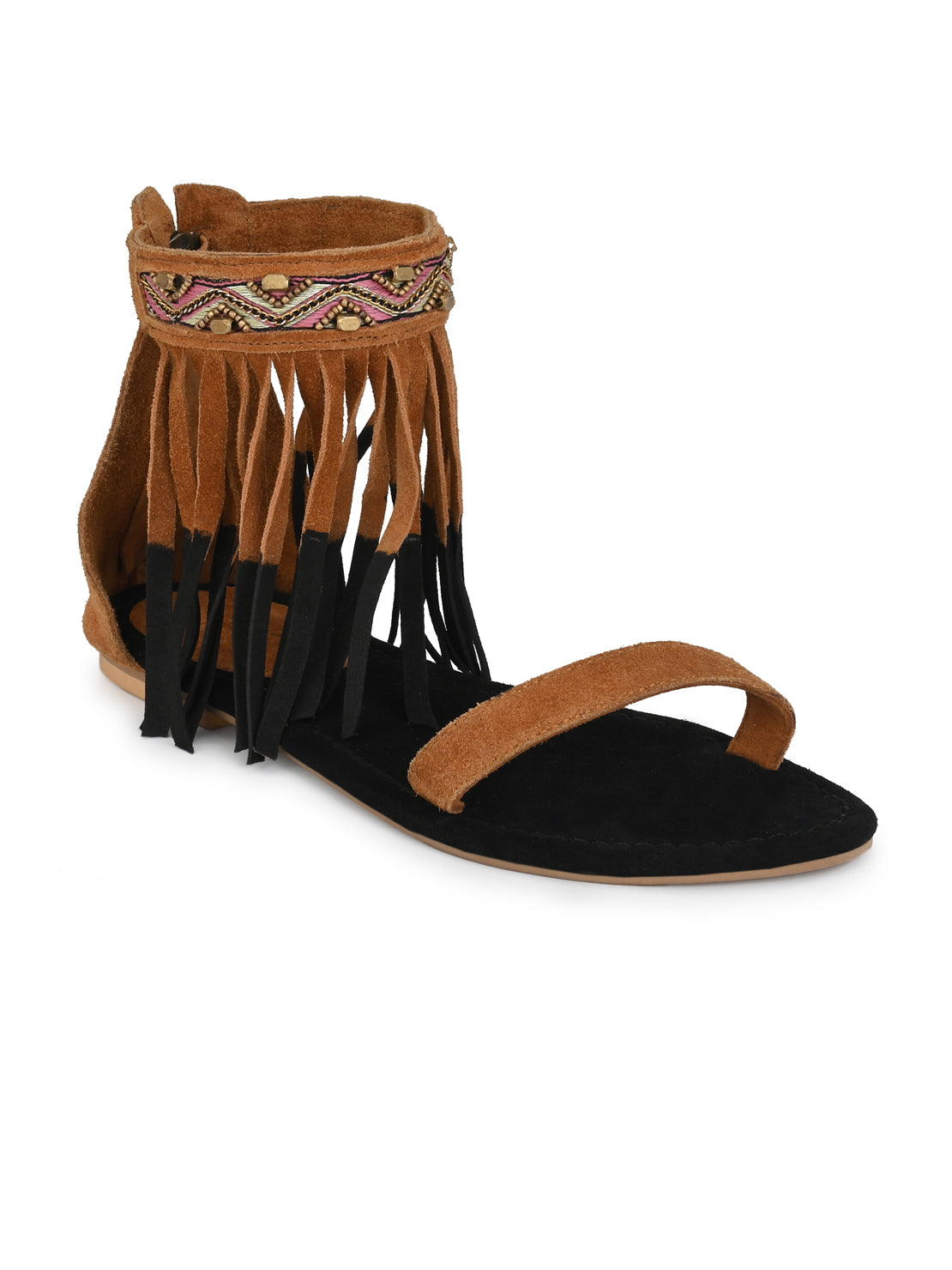 Aady Austin Women Tan Gladiator Open Toe Flats Sandals (AUSF19016)