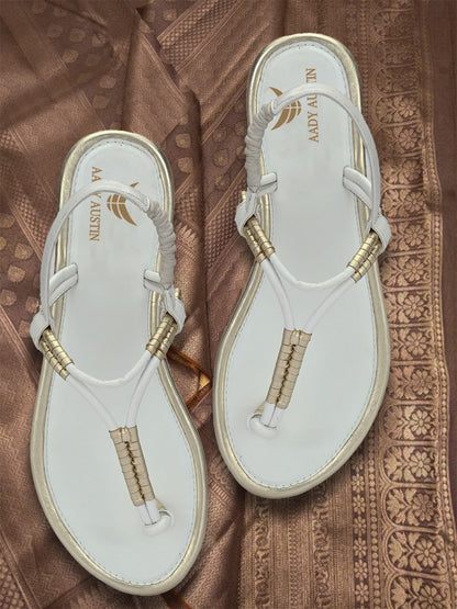 Aady Austin Women White Casual Open Toe Flats (AUSF19034)