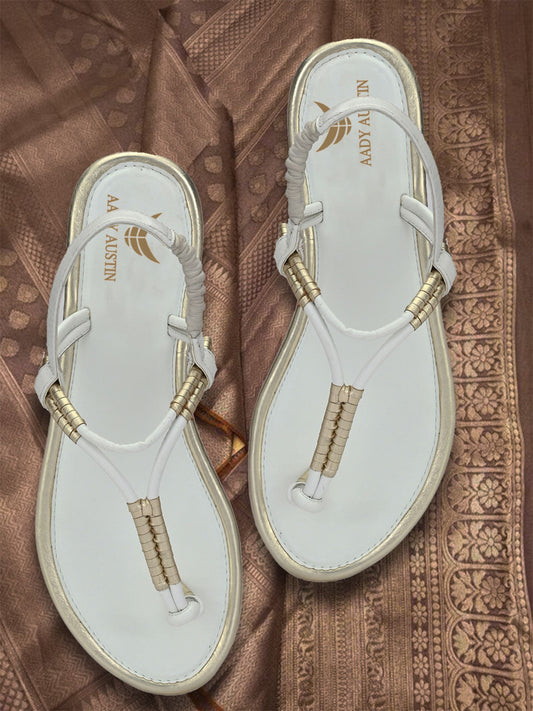 Aady Austin Women White Casual Open Toe Flats (AUSF19034)