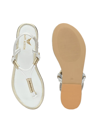 Aady Austin Women White Casual Open Toe Flats (AUSF19034)