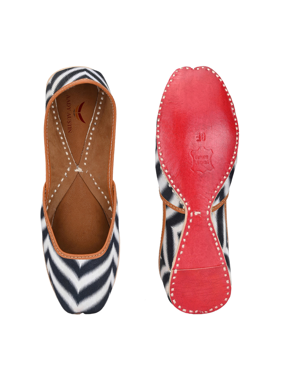 Aady Austin Women Black&White Trendy Ethnic Jutti Mojris (AUSF19052)