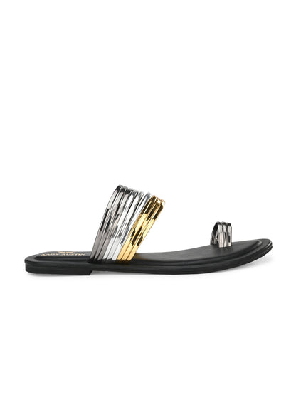 Aady Austin Women Casual Sliver/Gold Ring Toe Flats (AUSF19071)