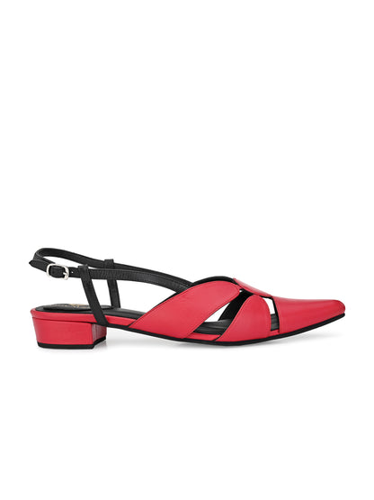 Aady Austin Women Red Pointed Toe Buckle Block Heels Sandals (AUSF19082)