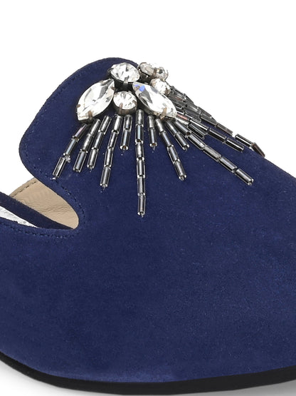 Aady Austin Women Blue Pointed Toe Block Heels Mule (AUSF19083)