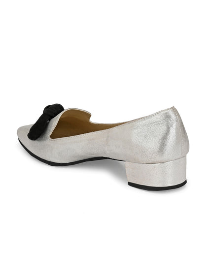 Aady Austin Women Silver Pointed Toe Block Heels Belly (AUSF19088)