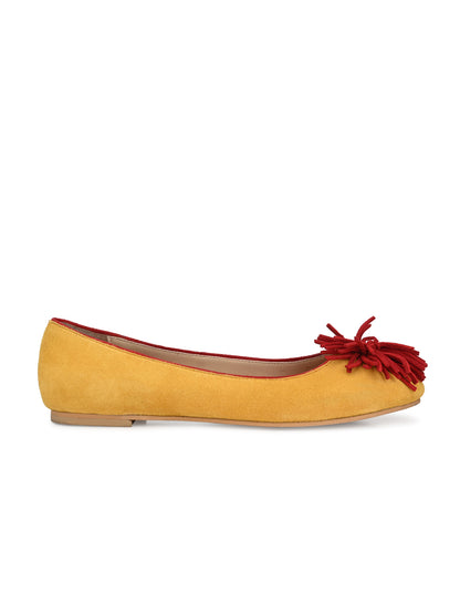 Aady Austin Women Trendy Yellow Round Toe Flats Belly (AUSF19089)