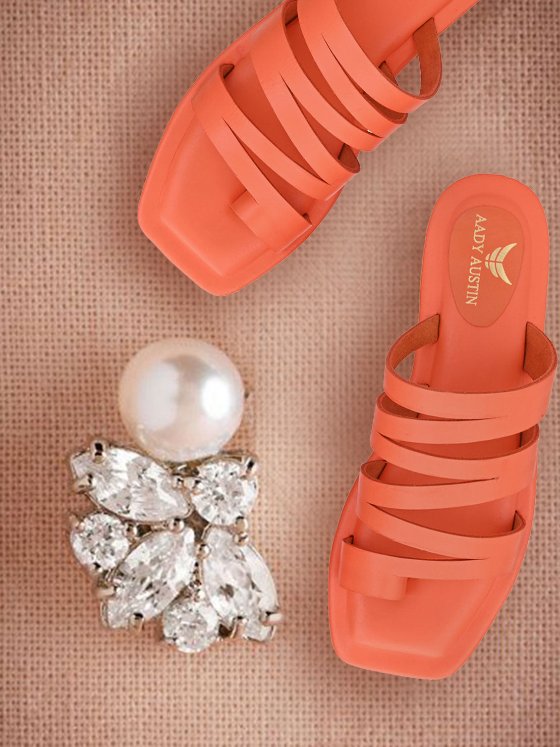 Aady Austin Women Trendy Orange Ring Toe Flats (AUSF19118)