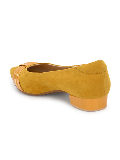 Aady Austin Women Mustard Pointed Toe Block Heels Belly (AUSF19130)