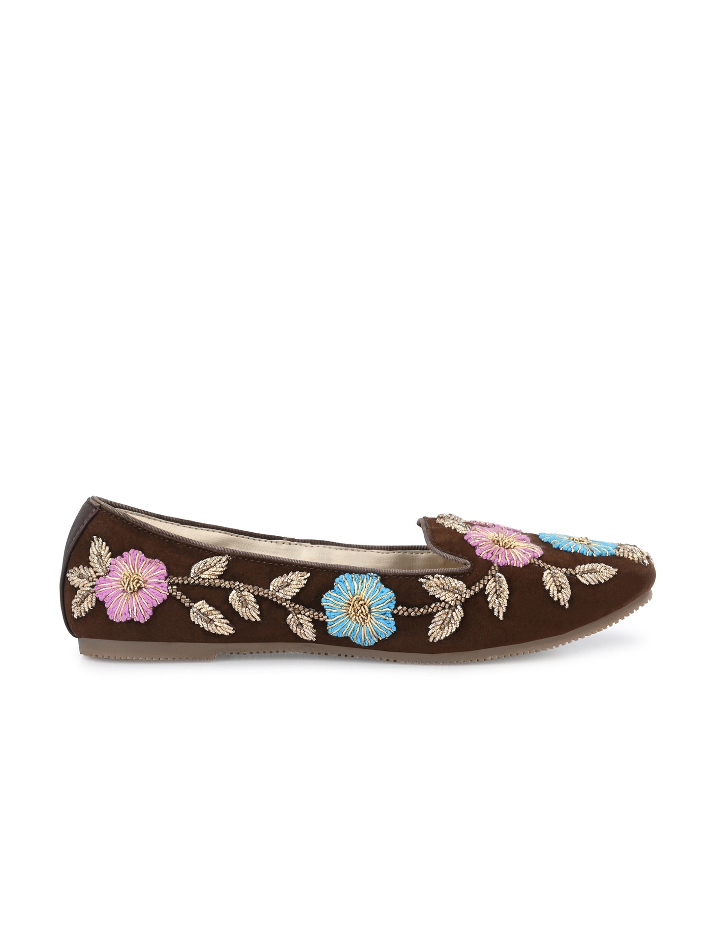 Aady Austin Women Brown Embellished Handcrafted Festive Flats Belly (AUSF20007)