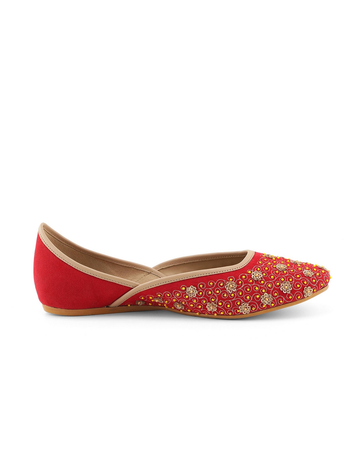 Aady Austin Women Red Handcrafted Ethnic Jutti Mojris (AUSF20051)