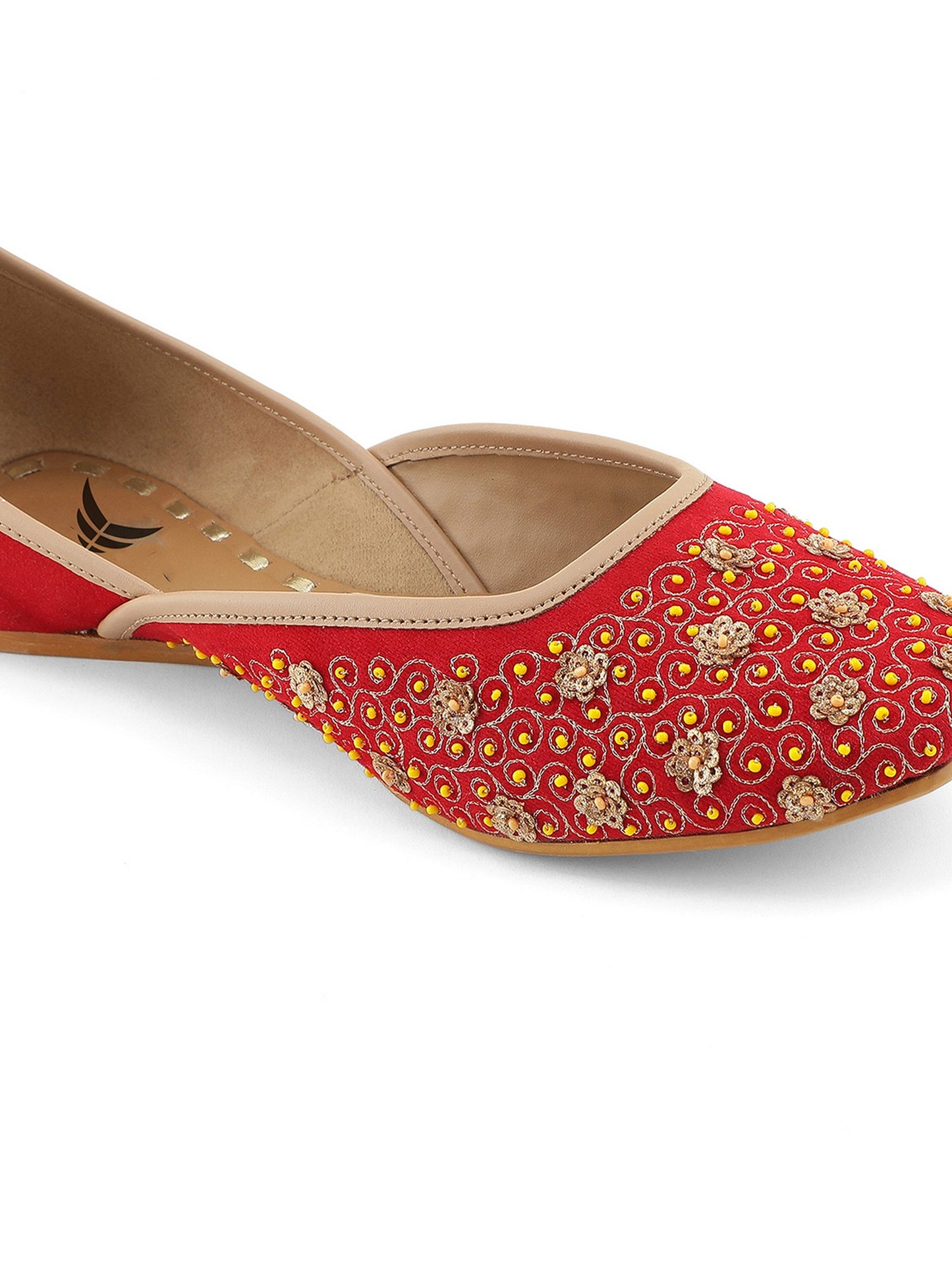 Aady Austin Women Red Handcrafted Ethnic Jutti Mojris (AUSF20051)