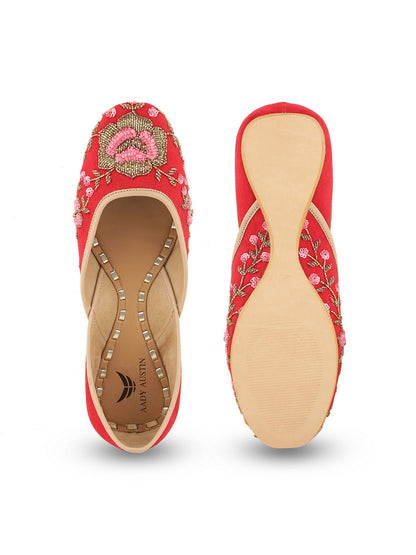 Aady Austin Women Red Handcrafted Ethnic Jutti Mojris (AUSF20052)