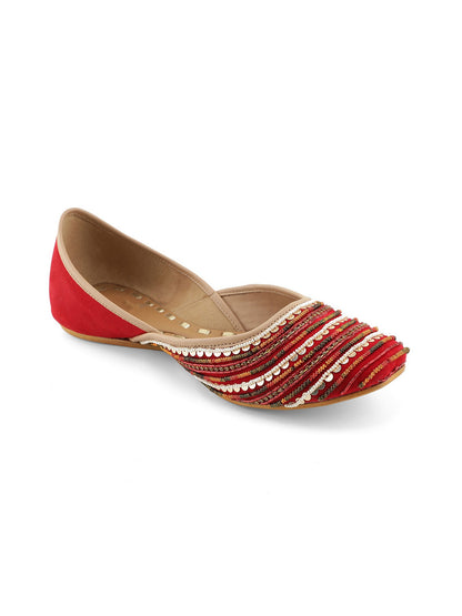 Aady Austin Women Red Handcrafted Ethnic Jutti Mojris (AUSF20053)