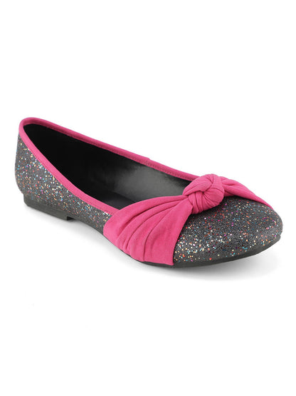 Aady Austin Women Shimmer Grey/Pink Round Toe Flats Belly (AUSF20065)