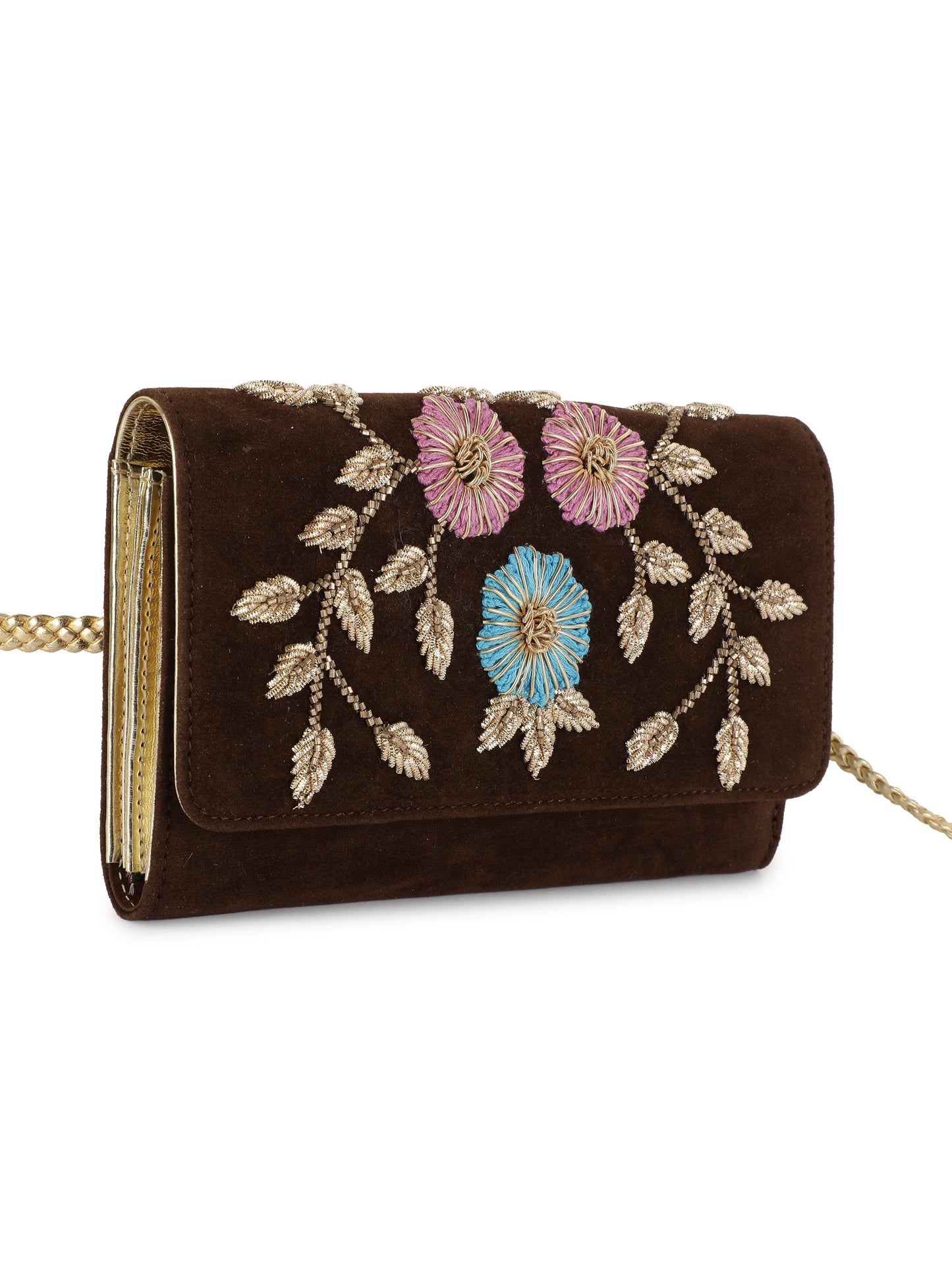 Aady Austin Women's Hand Embrodiered Party Wear long strap Clutch (AUSFC22003)