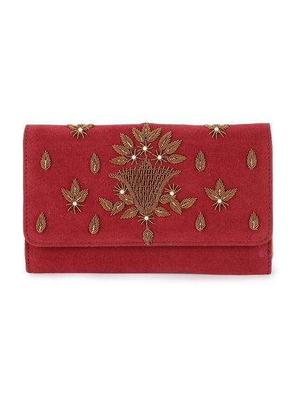 Aady Austin Women's Hand Embrodiered Party Wear long strap Clutch (AUSFC22006)