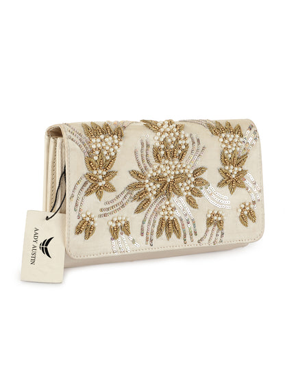 Aady Austin Women's Hand Embrodiered Party Wear long strap Clutch (AUSFC22007)