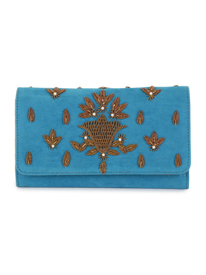 Aady Austin Women's Hand Embrodiered Party Wear long strap Clutch (AUSFC22008)