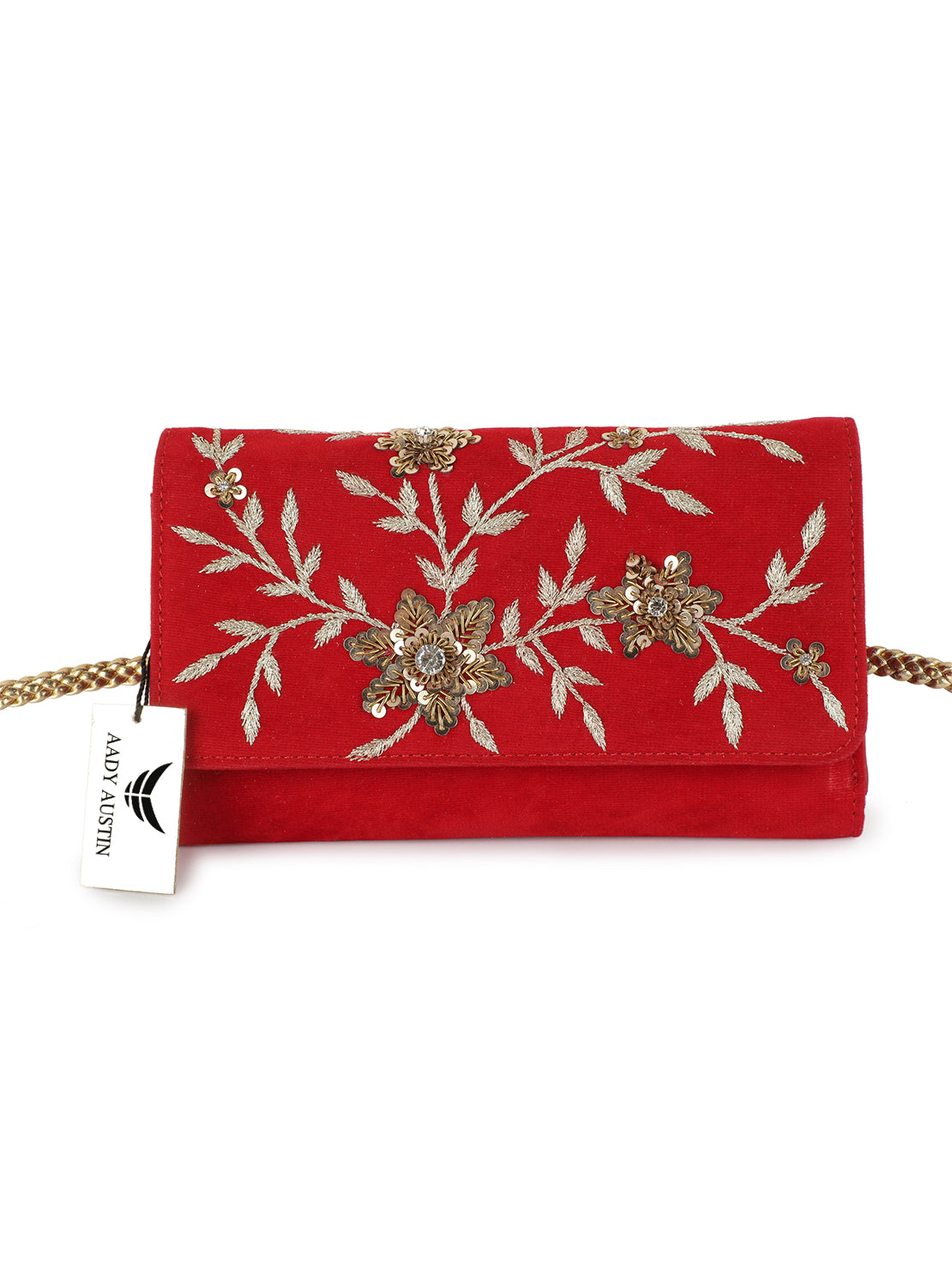 Aady Austin Women's Hand Embrodiered Party Wear long strap Clutch (AUSFC22009)