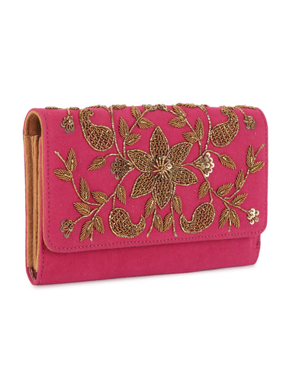 Aady Austin Women's Hand Embrodiered Party Wear long strap Clutch (AUSFC22012)