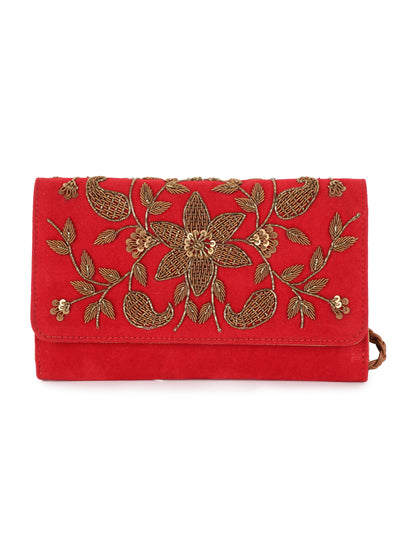 Aady Austin Women's Hand Embrodiered Party Wear long strap Clutch (AUSFC22013)