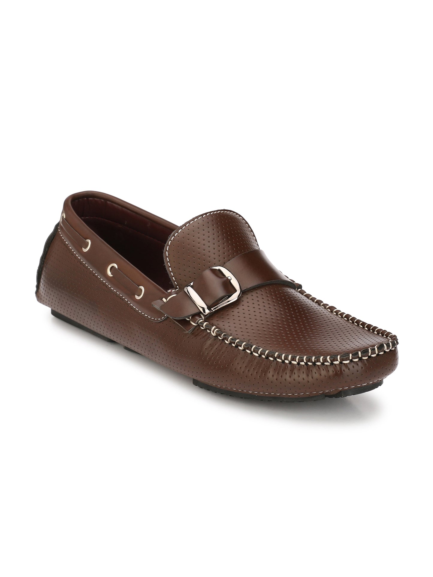 Guava Men's Brown Casual Buckle Slip On Driving Loafers (GV15JA499)