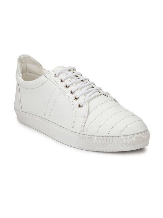 Guava Men's White Quilted Lace up Sneaker (GV15JA534)