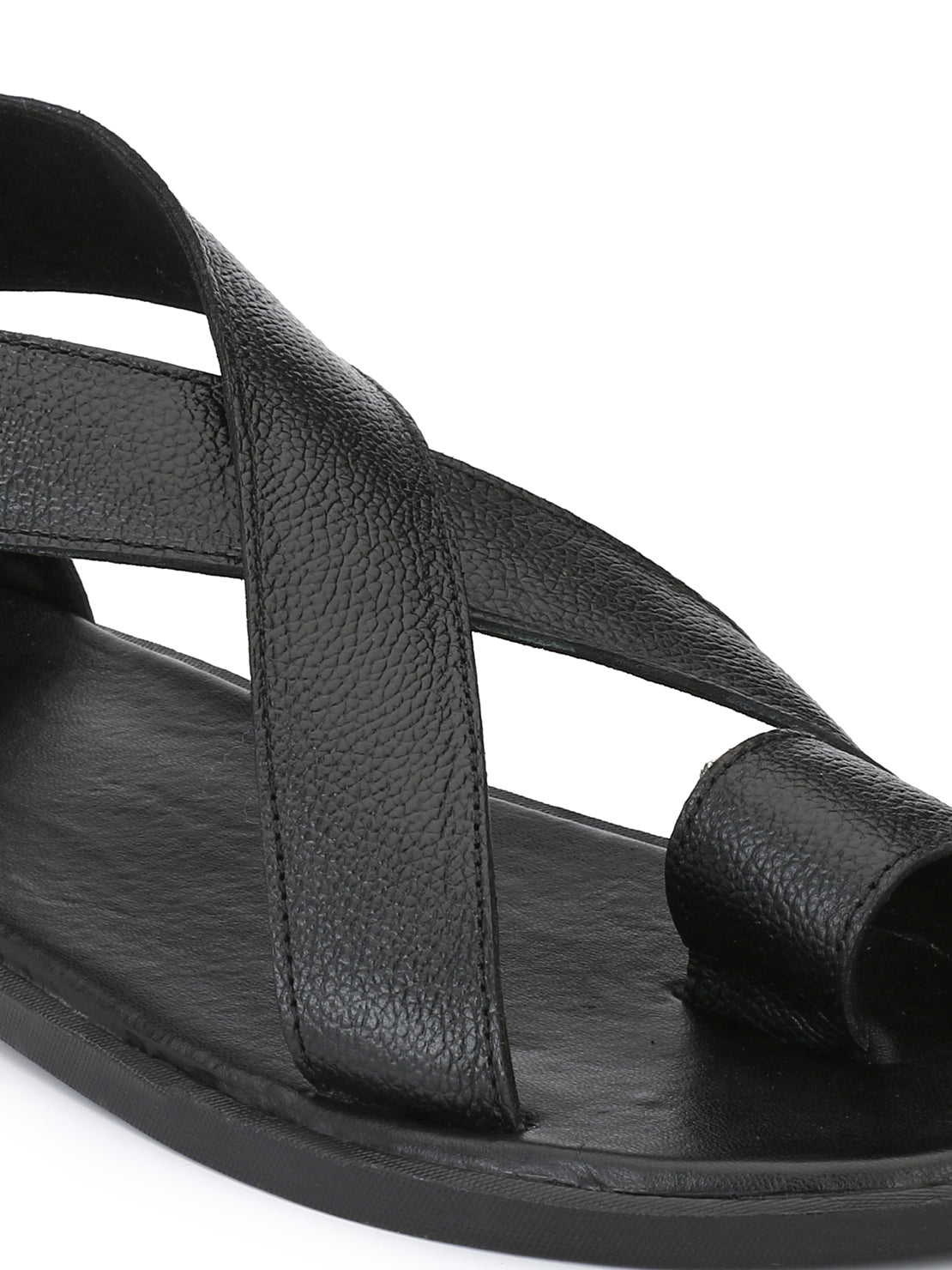 Guava Men Anti-Sweat Leather Black Sandals (GV15JA555)