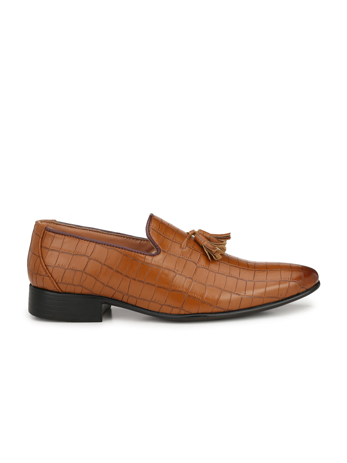 Guava Men's Tan Croco Textured Slip On Semi Formal Shoes (GV15JA653)