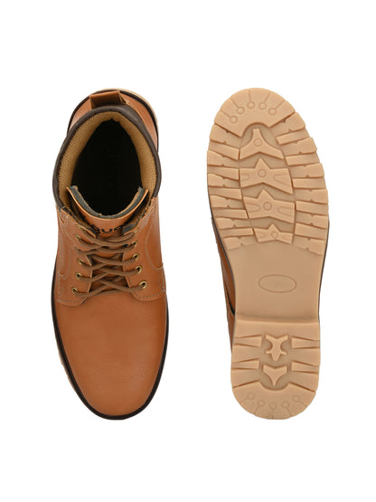 Guava Men's Tan Plain derby Boots (GV15JA684)