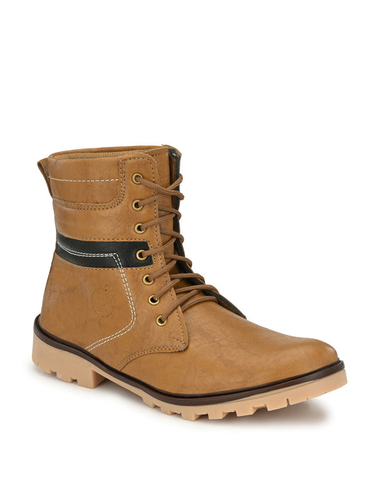 Guava Men's Tan Plain derby Boots (GV15JA686)