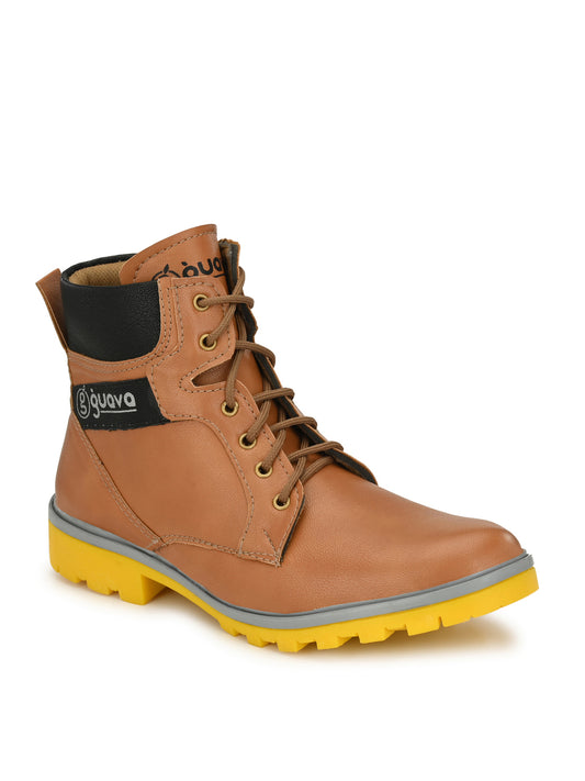 Guava Men's Mustard Plain derby Boots (GV15JA688)