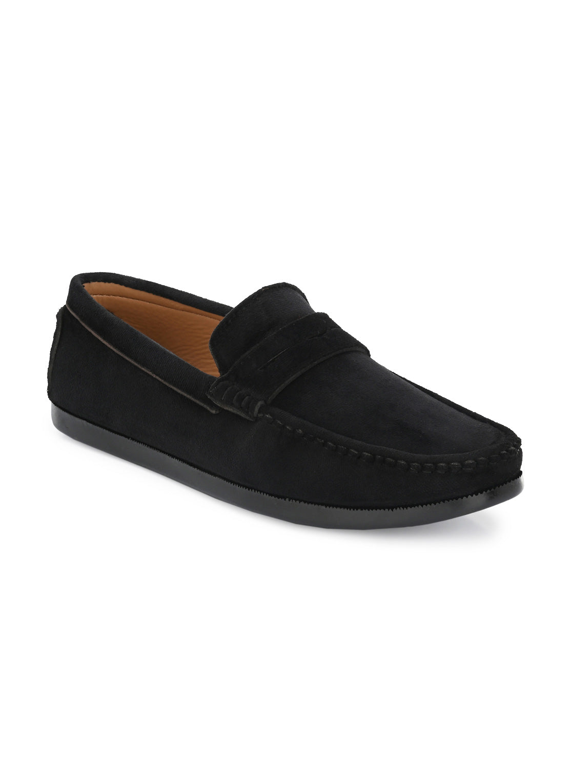 Guava Men's Black Charming Velvet Slip On Loafers (GV15JA732)