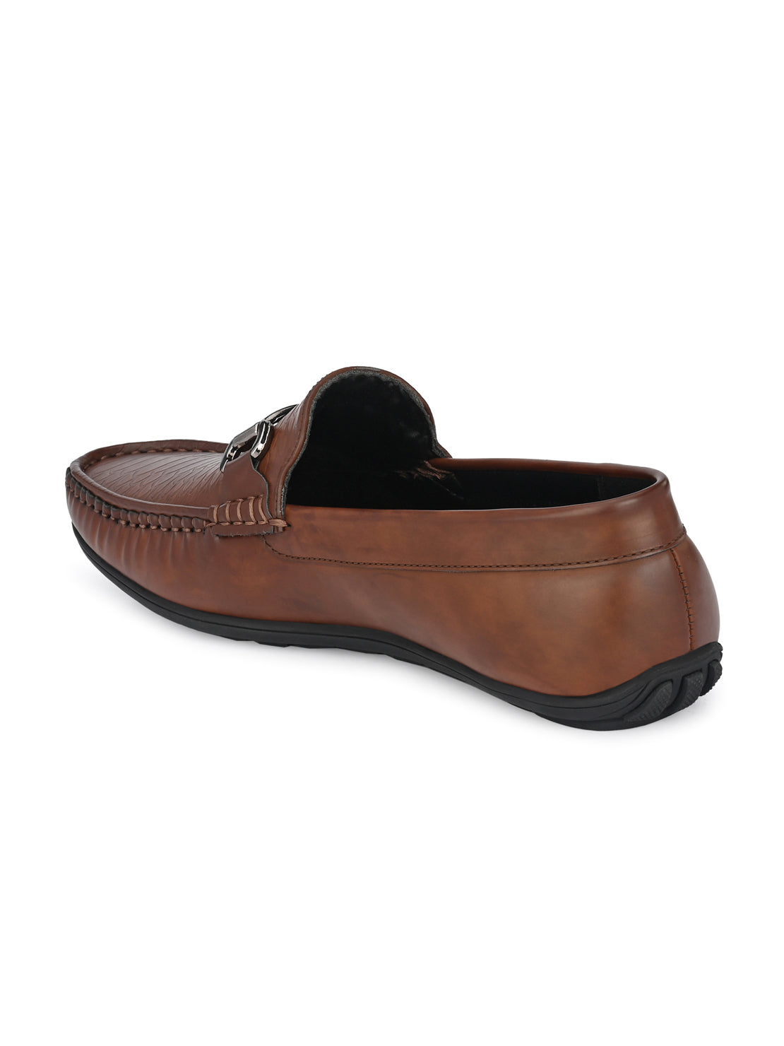 Guava Men's Brown Textured Embossed Slip On Driving Loafers (GV15JA743)