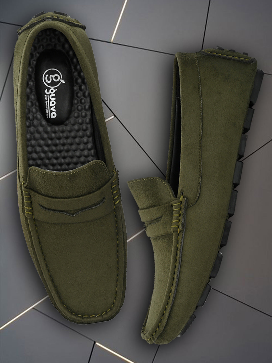 Guava Men's Olive Casual Slip On Driving Loafers (GV15JA755)