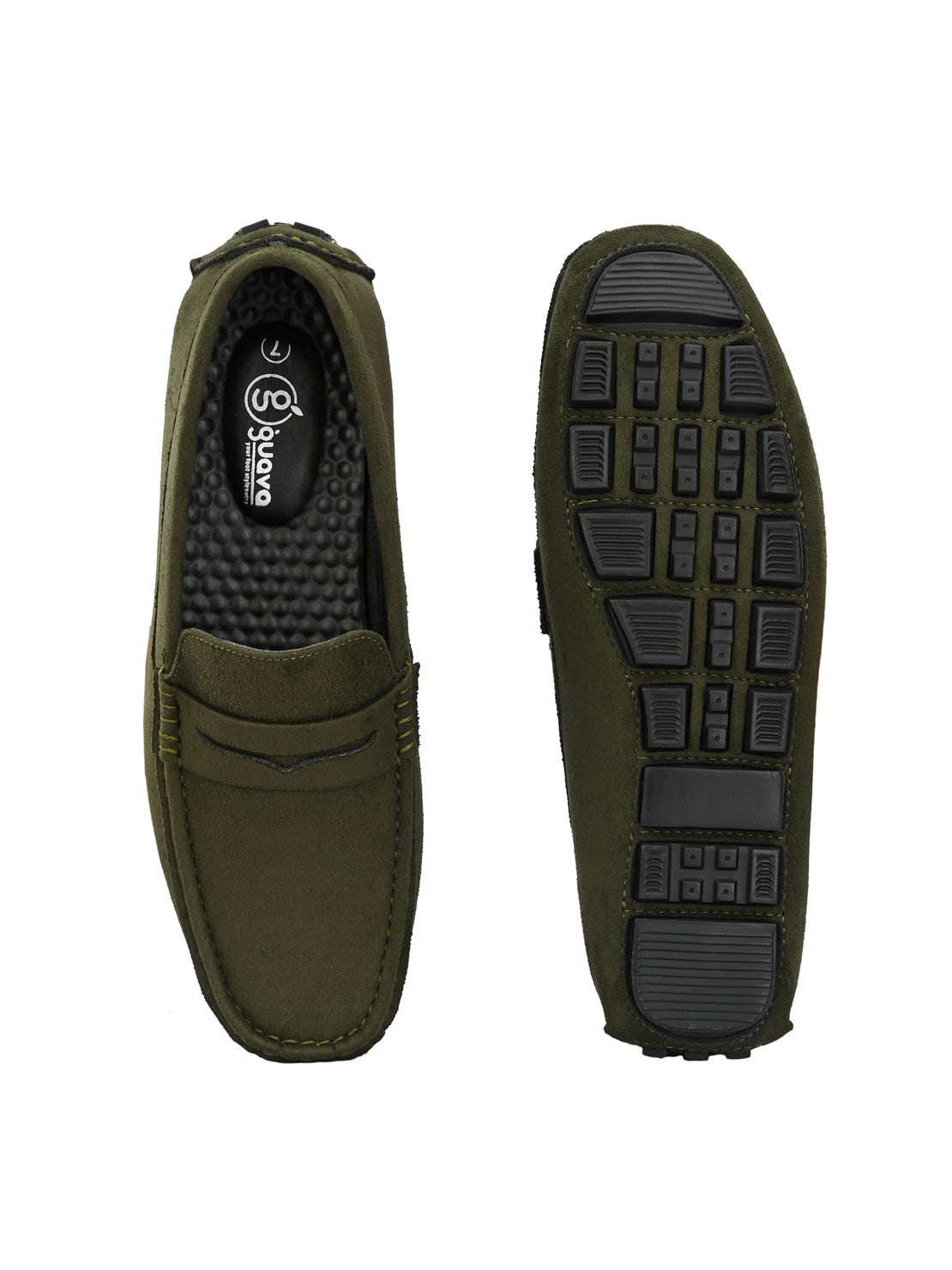 Guava Men's Olive Casual Slip On Driving Loafers (GV15JA755)