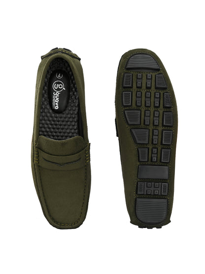 Guava Men's Olive Casual Slip On Driving Loafers (GV15JA755)
