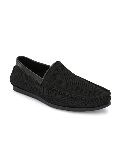 Guava Men's Black Knitted Slip On Driving Loafers (GV15JA760)