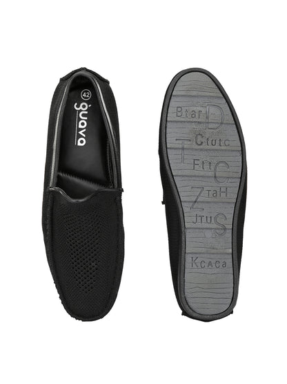 Guava Men's Black Knitted Slip On Driving Loafers (GV15JA760)